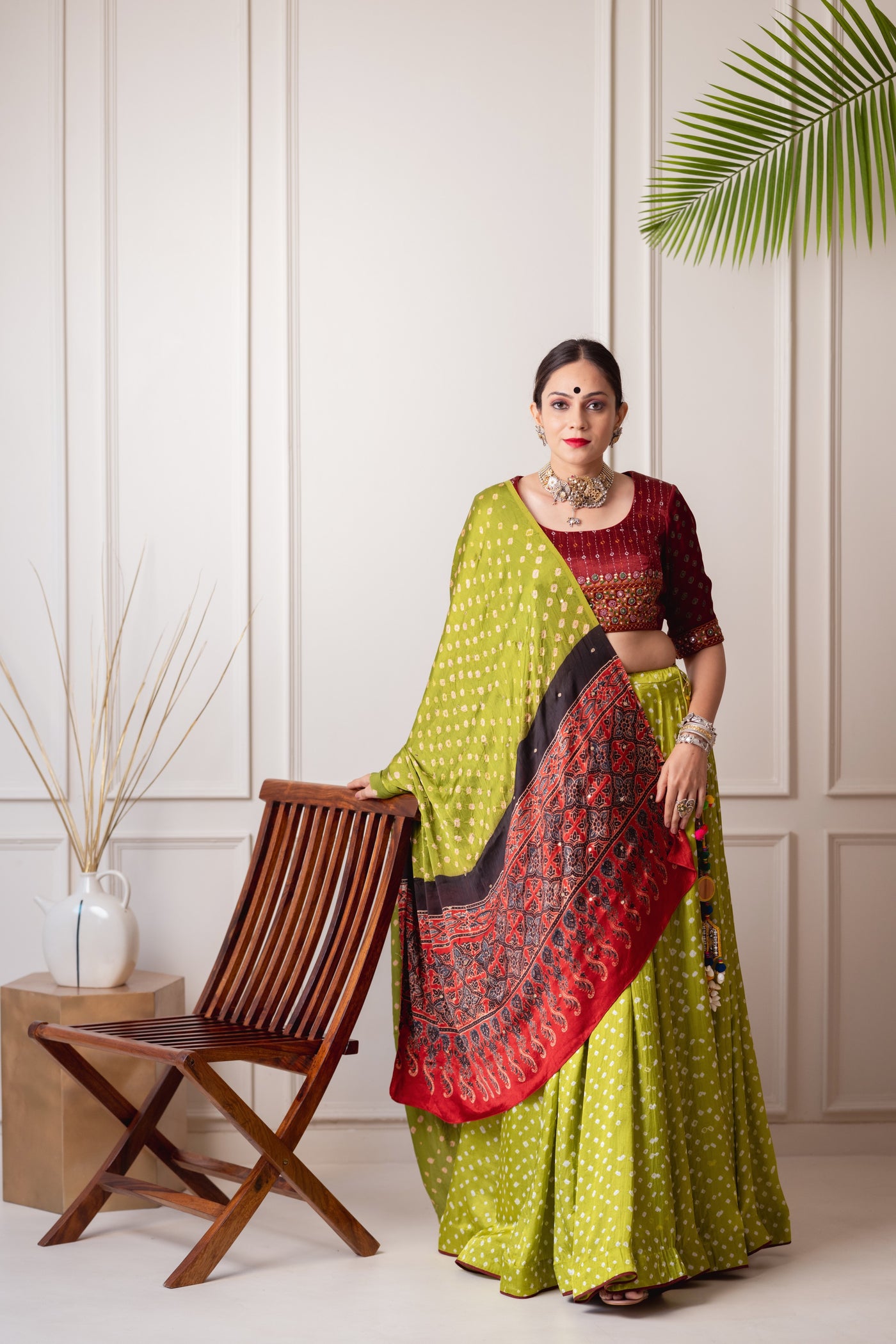 Sheen green choli set