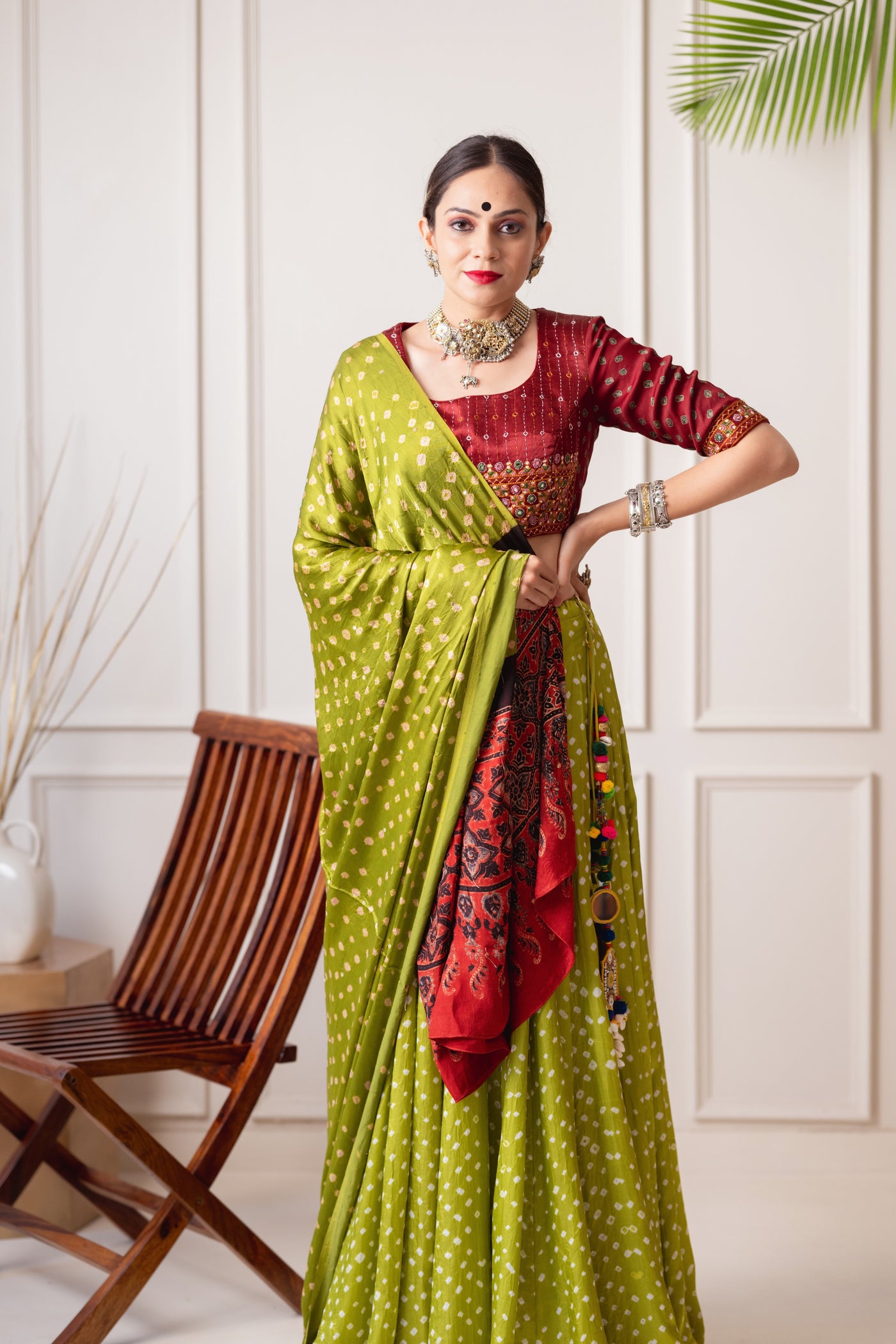 Sheen green choli set