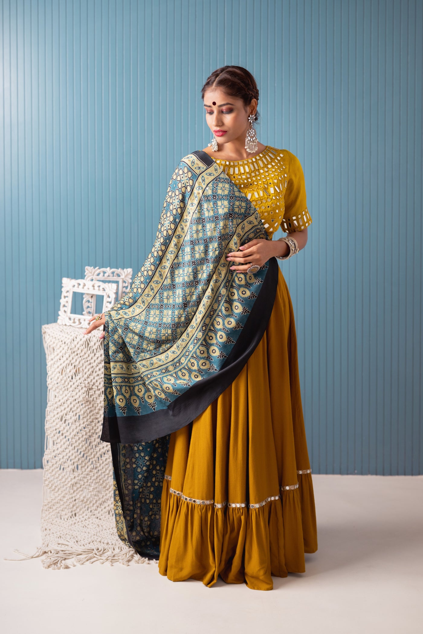 Mustard choli set