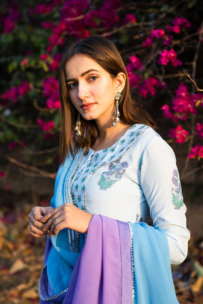 Whispy blue sharara set