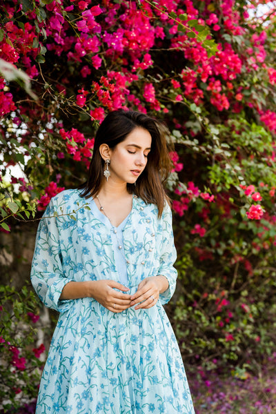 Sky blue asymmetrical dress