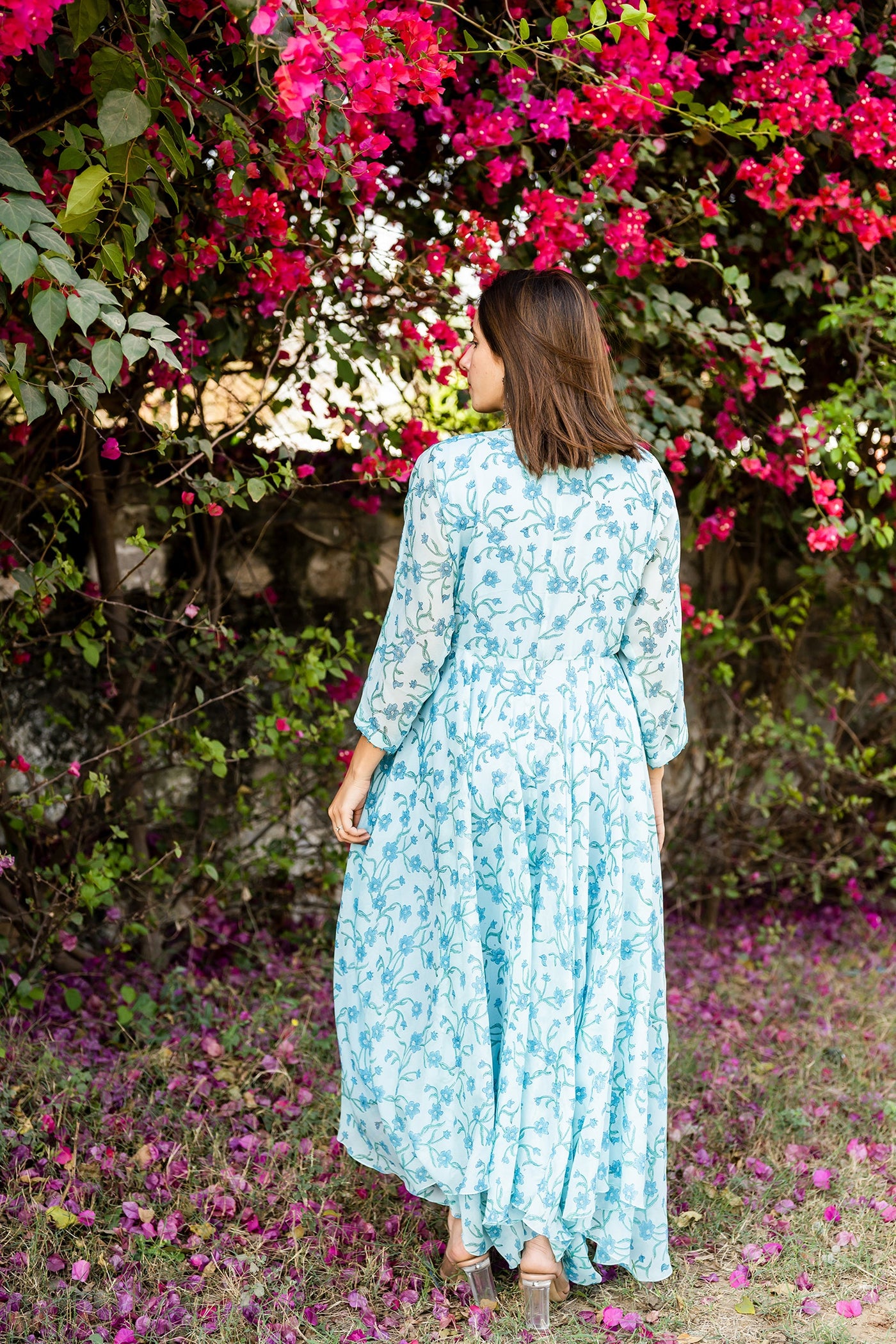 Sky blue asymmetrical dress