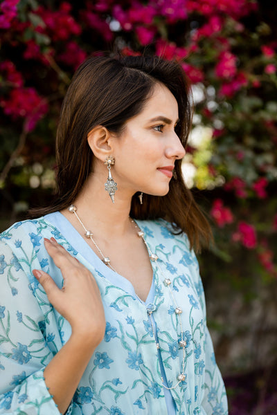 Sky blue asymmetrical dress