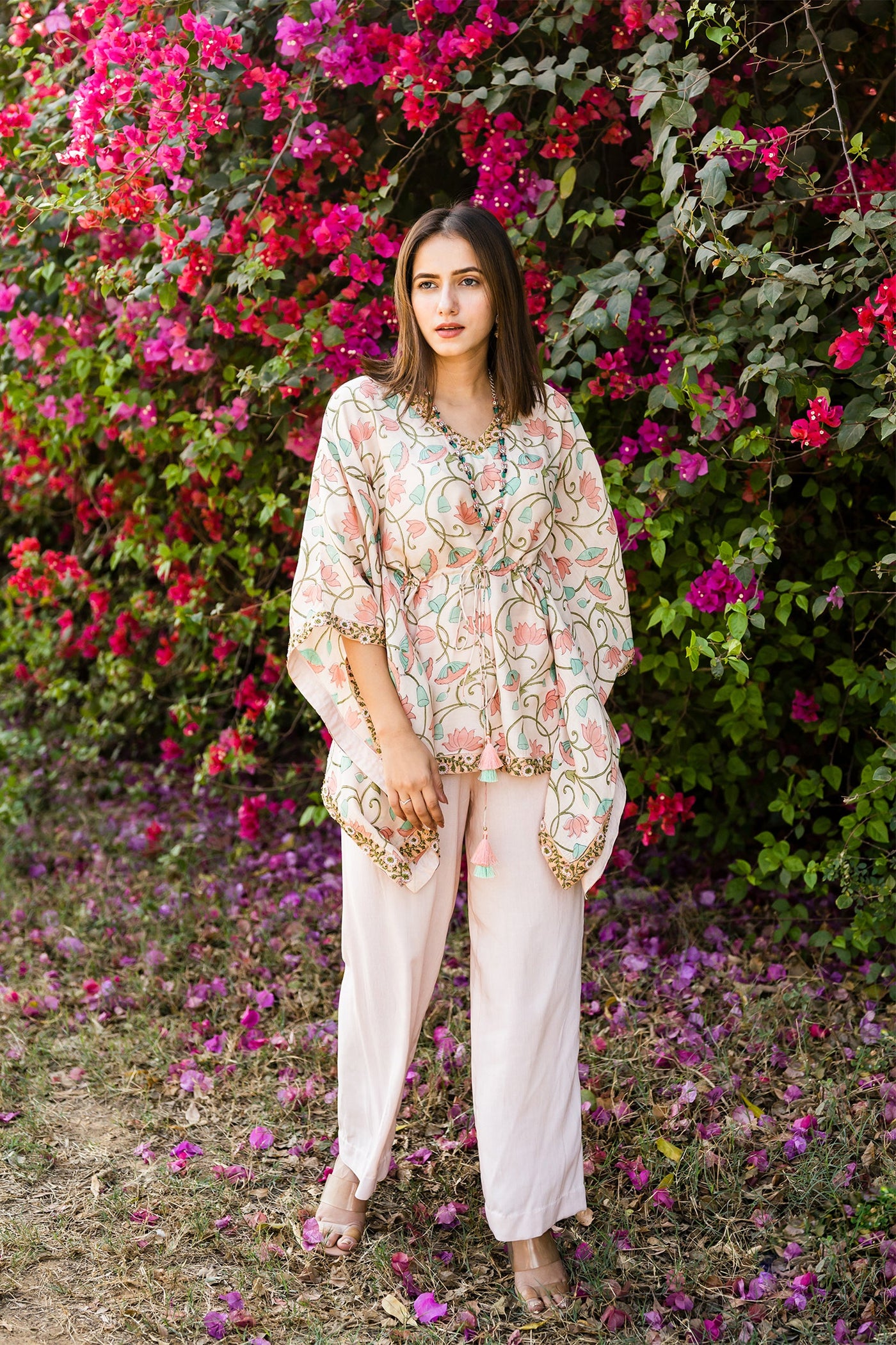 Tender peach kaftan set