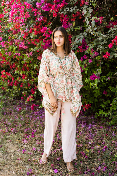 Tender peach kaftan set