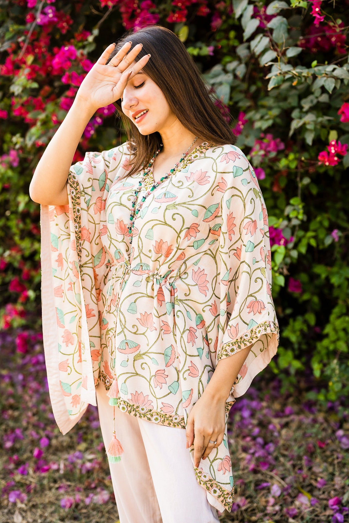 Tender peach kaftan set