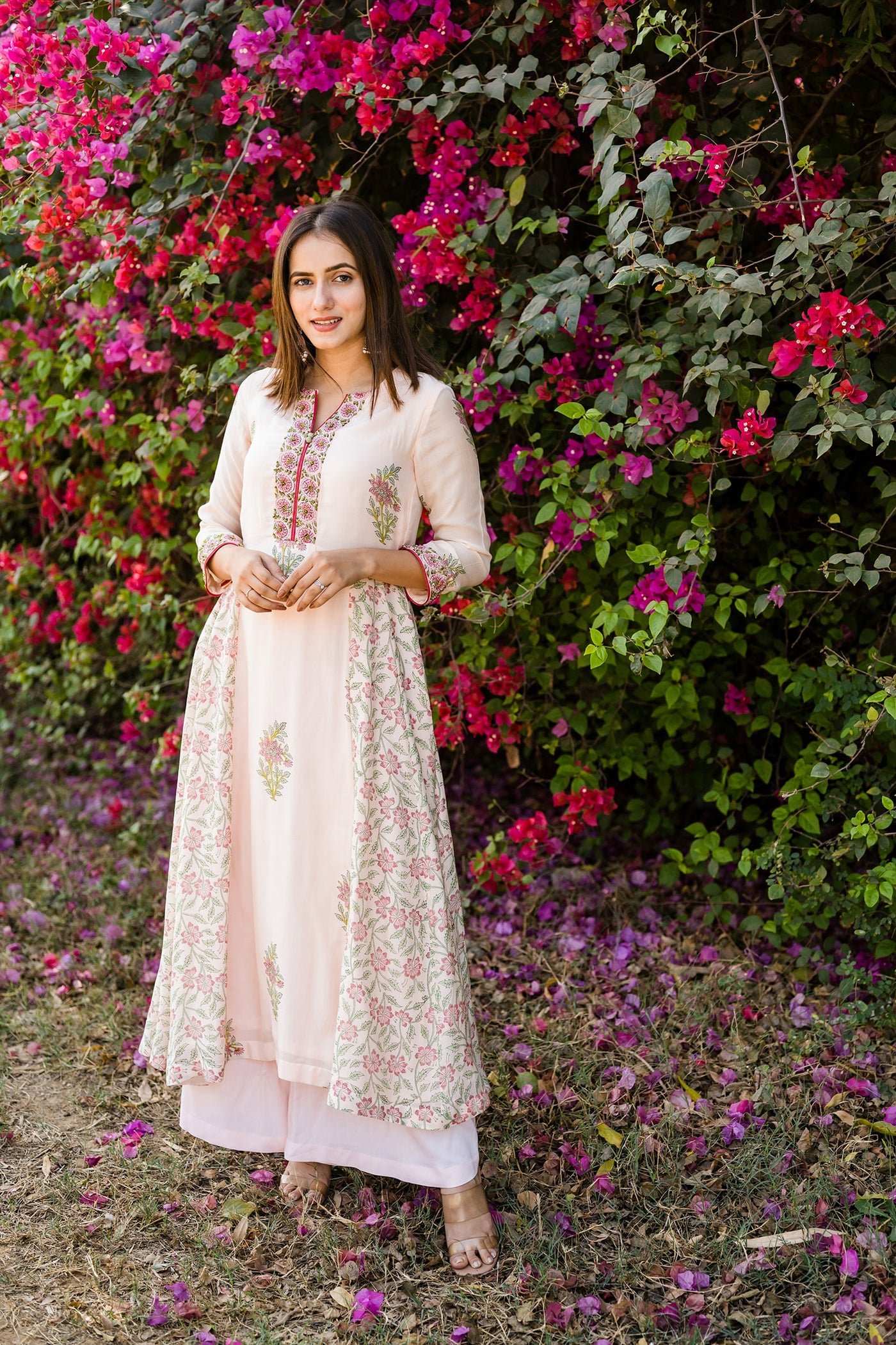 Ivory pink kurta set