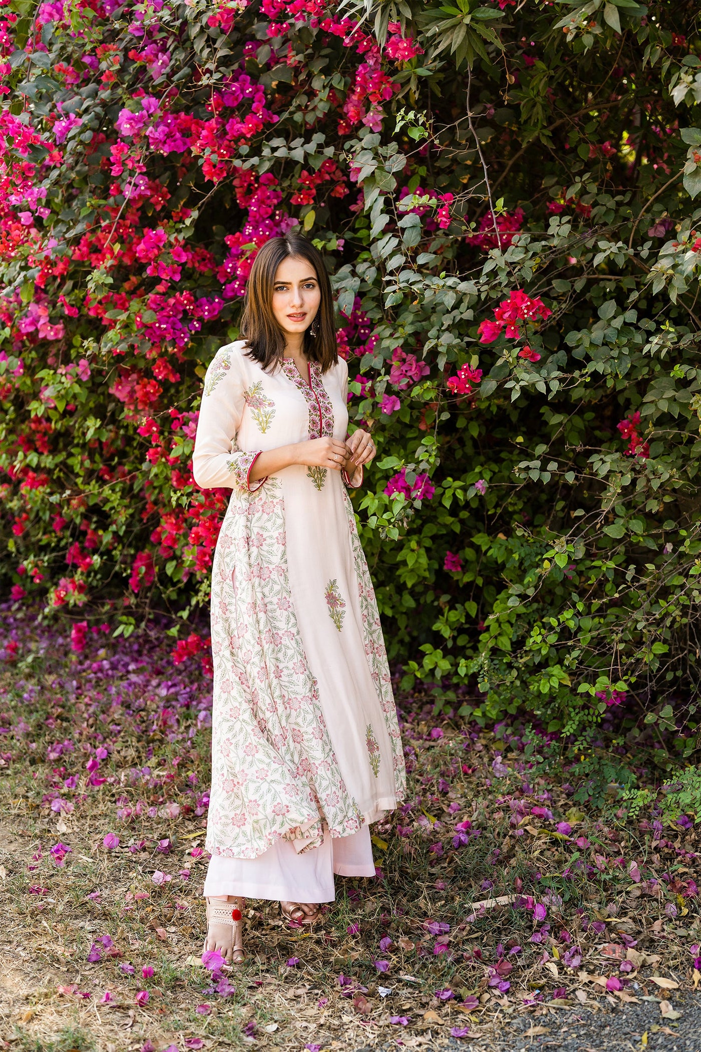 Ivory pink kurta set