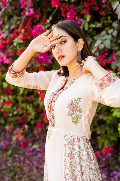 Ivory pink kurta set