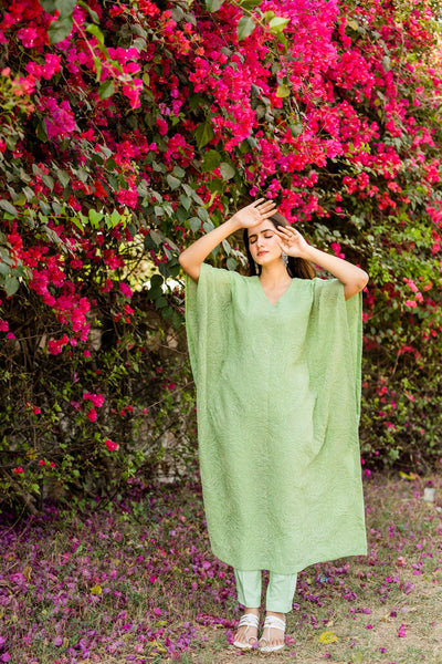 Mint green kaftan set