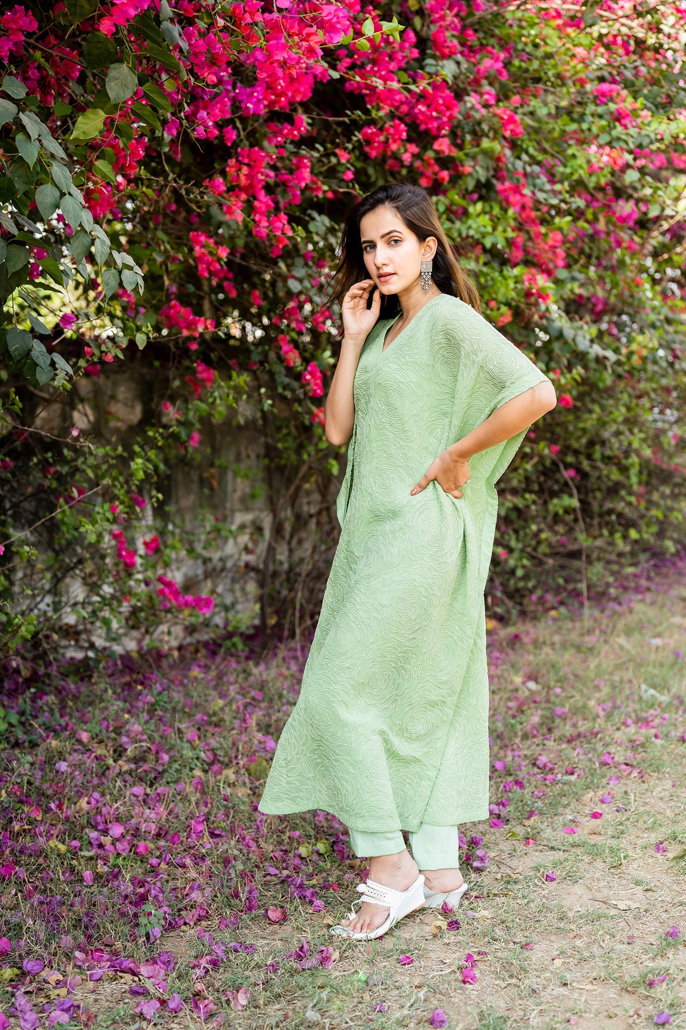 Mint green kaftan set