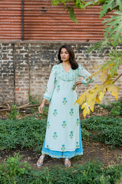 Light teal kurta set