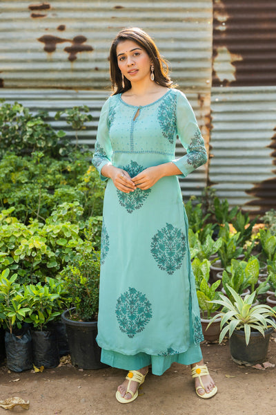 Pine green kurta set