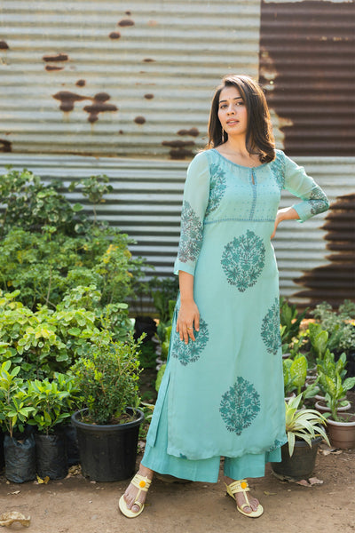 Pine green kurta set