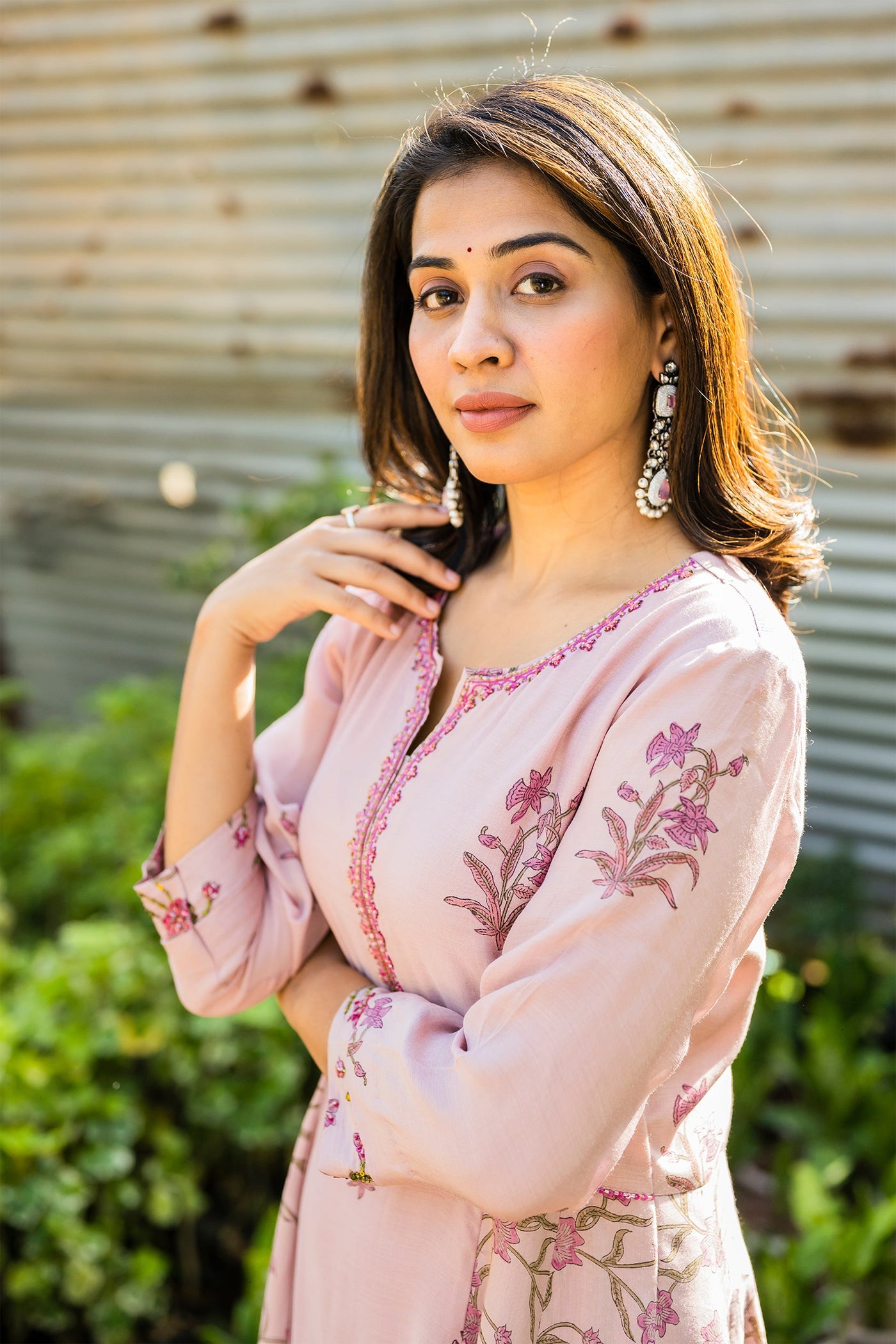 Dusky pink kurta set