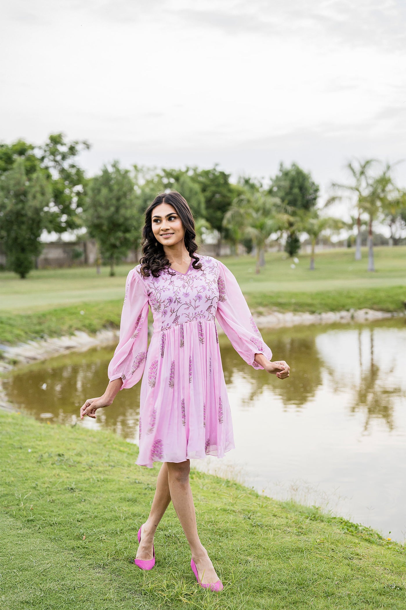 Sand pink short dress