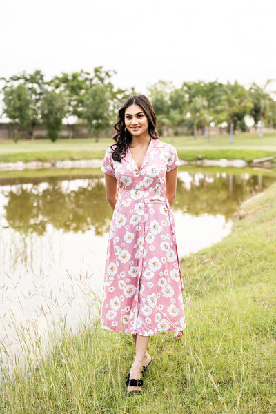 Blooming pink middie dress