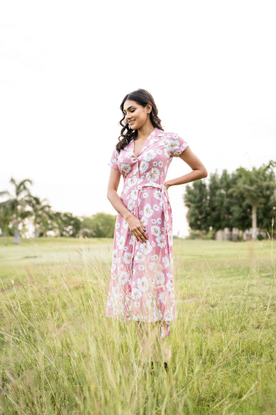 Blooming pink middie dress