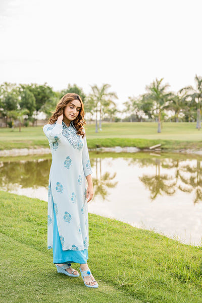 Idyllic aisle blue kurta set