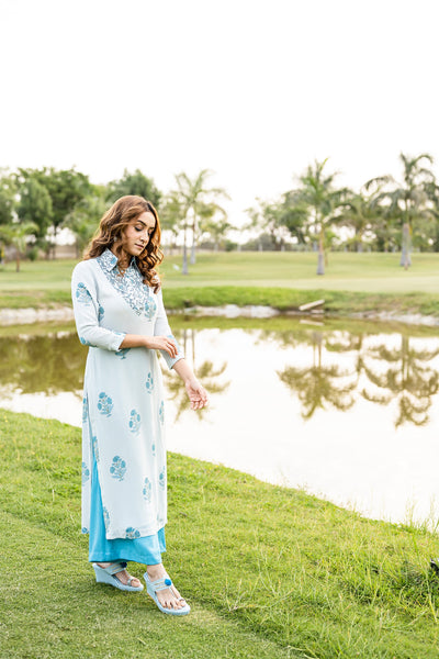 Idyllic aisle blue kurta set