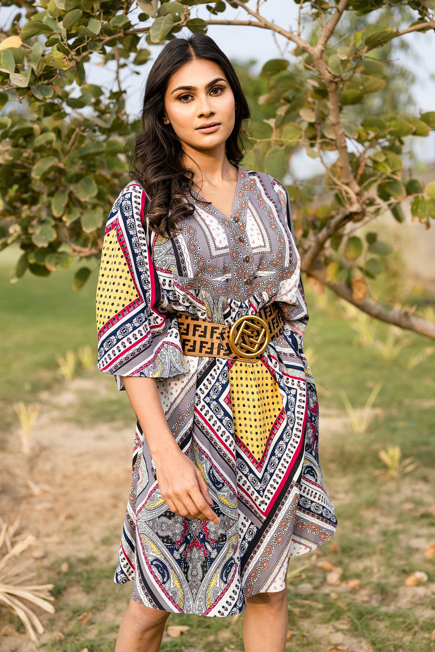 Boho kaftan short dress Meghmalhaar