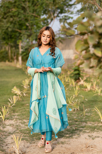 Teal kaftan set