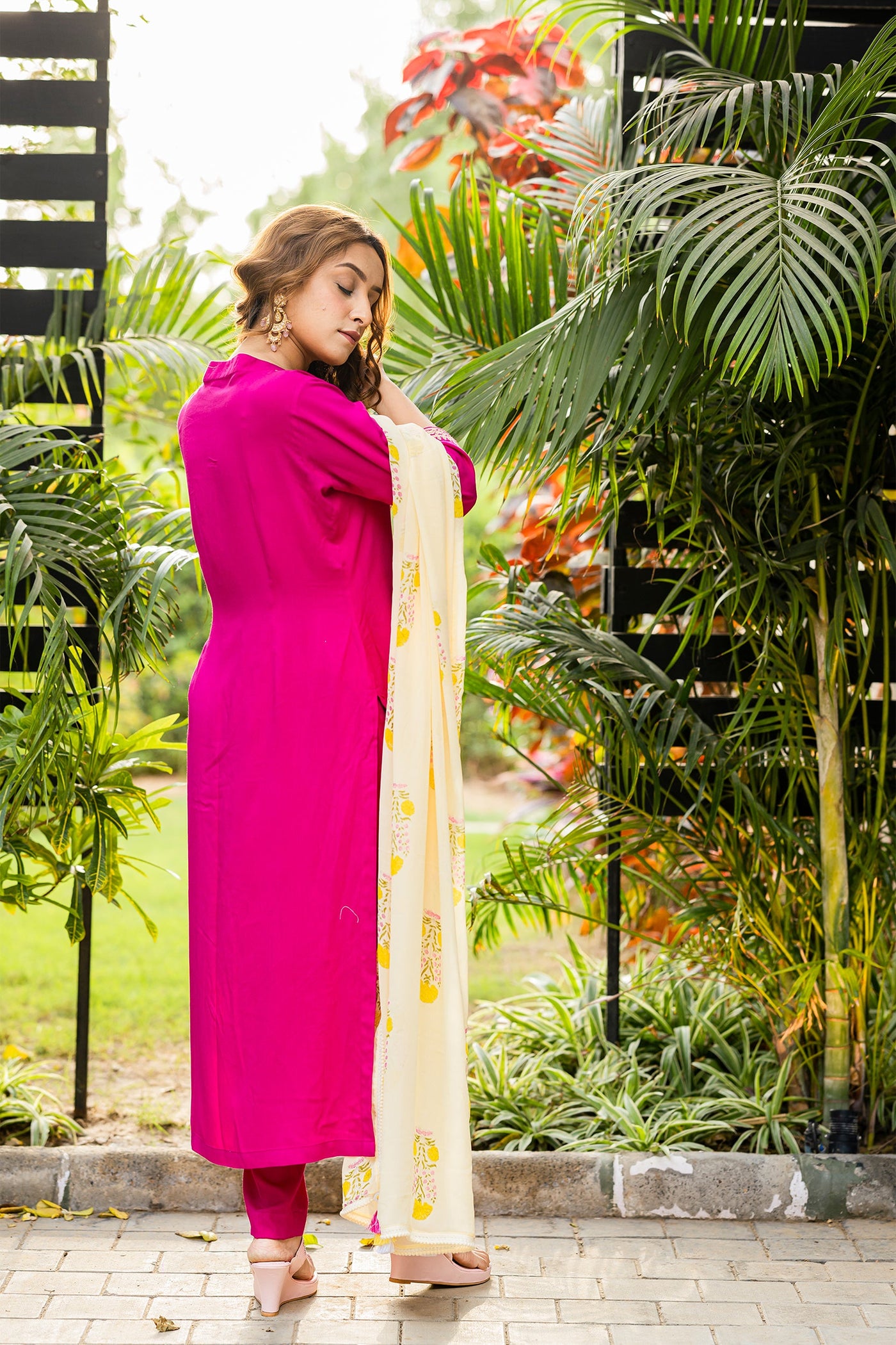 Fuschia pink kurta set