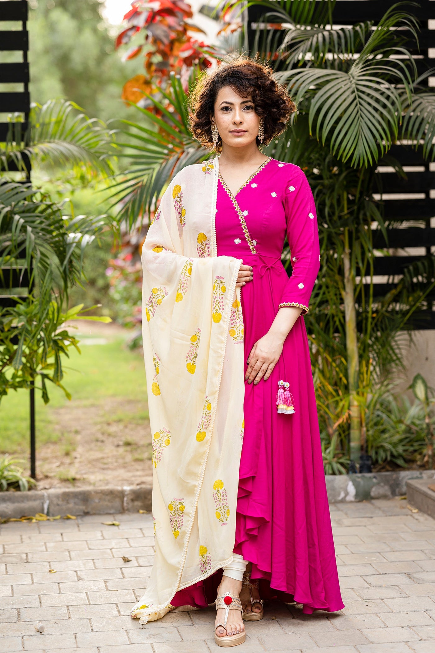 Fucshia pink angarkha set