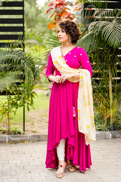 Fucshia pink angarkha set