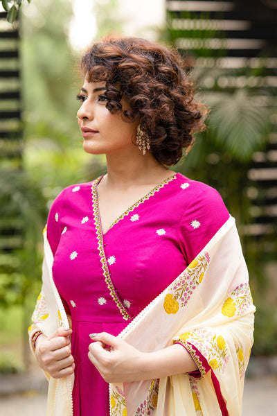 Fucshia pink angarkha set