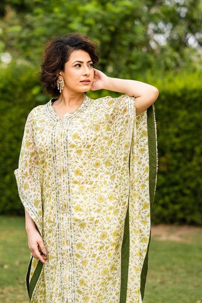 Ethereal yellow Kaftan set