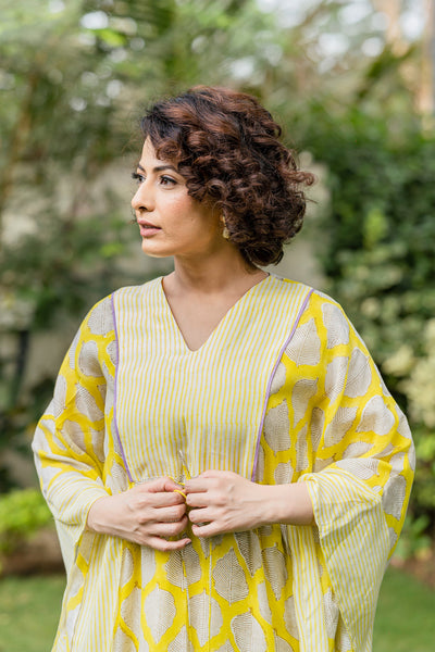 Yellow leaf kaftan