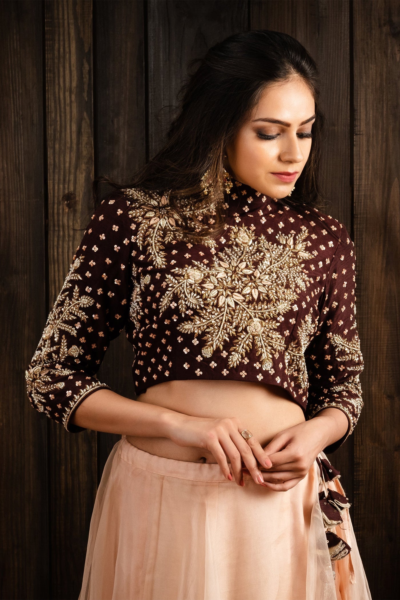 Pecan brown choli set