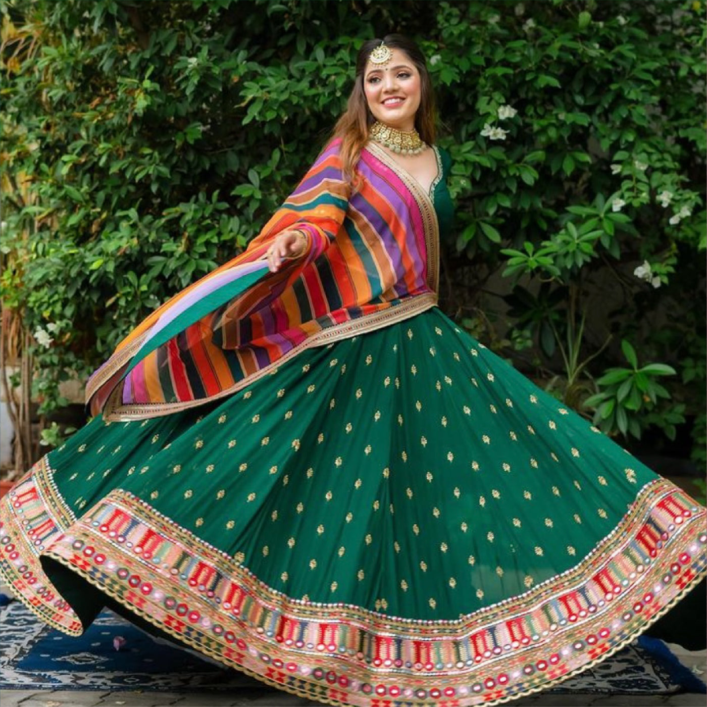 Sacramento green choli set